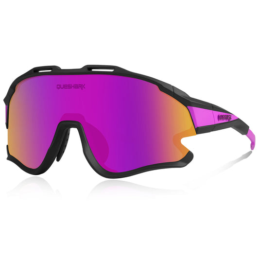 <transcy>QE51 Negro Rosa UV400 Gafas de ciclismo Gafas de sol de bicicleta 1 Lente polarizada 3 HD</transcy>