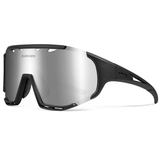 <transcy>QE55 Lunettes de soleil polarisées noires Lunettes de cyclisme Hommes Femmes Lunettes de conduite surdimensionnées avec 5 lentilles</transcy>