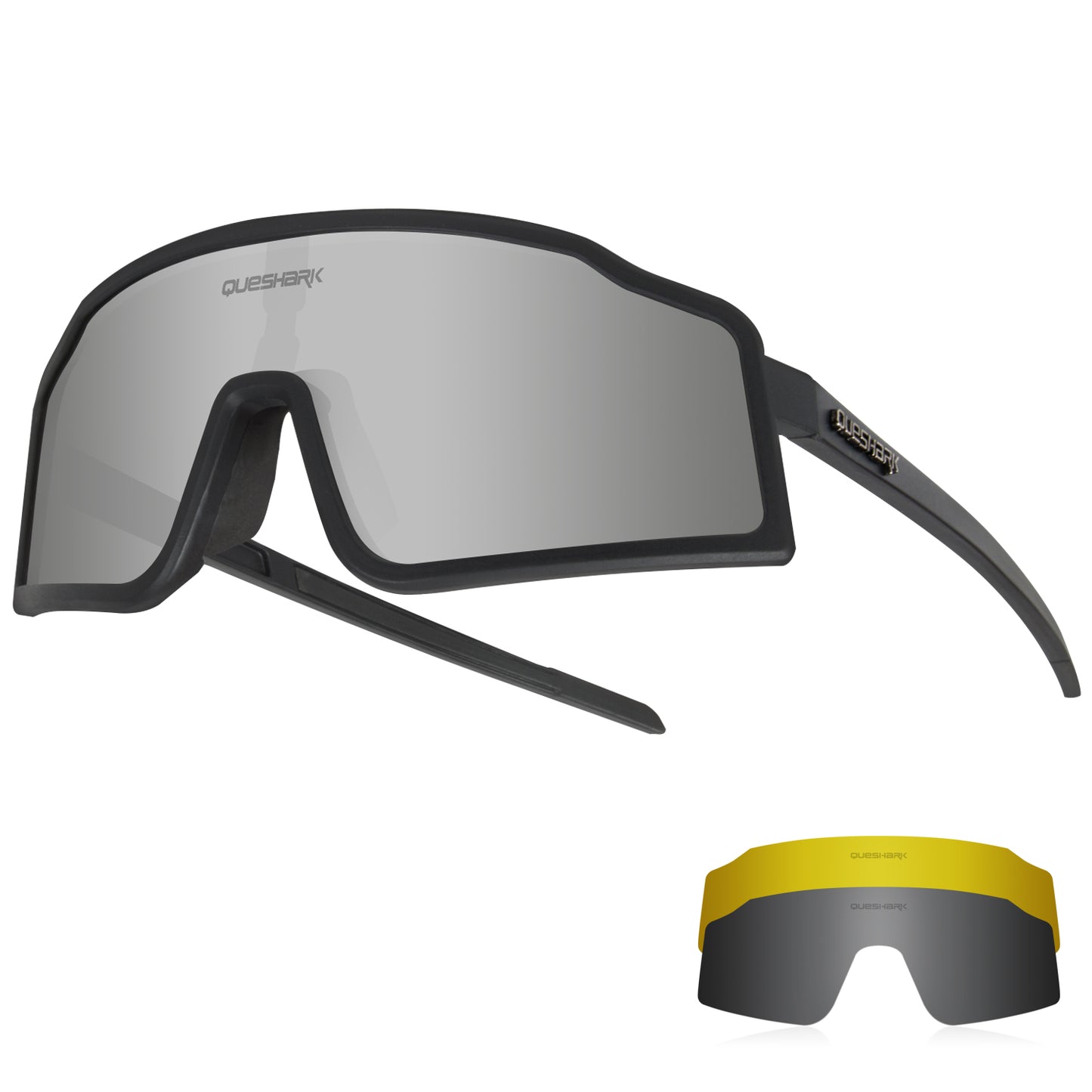<transcy>QE54 Óculos esportivos pretos óculos polarizados de bicicleta Óculos de ciclismo 3 lentes / conjunto</transcy>