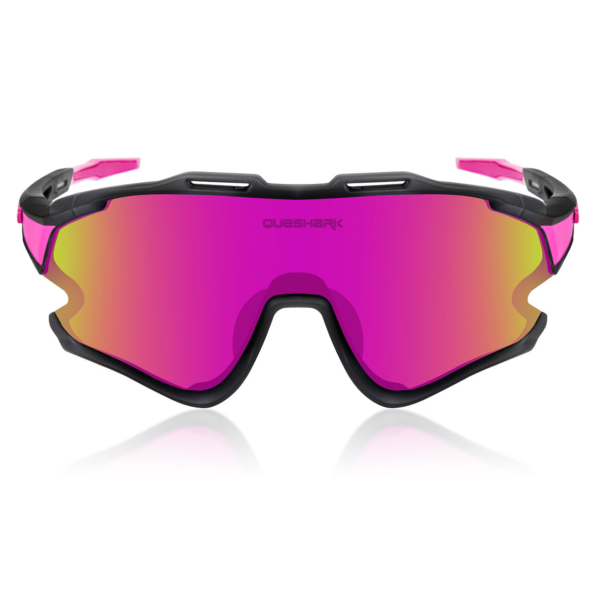 QE51 Black Pink UV400 Cycling Glasses Bike Sunglasses 1 Polarized 3 HD Lens