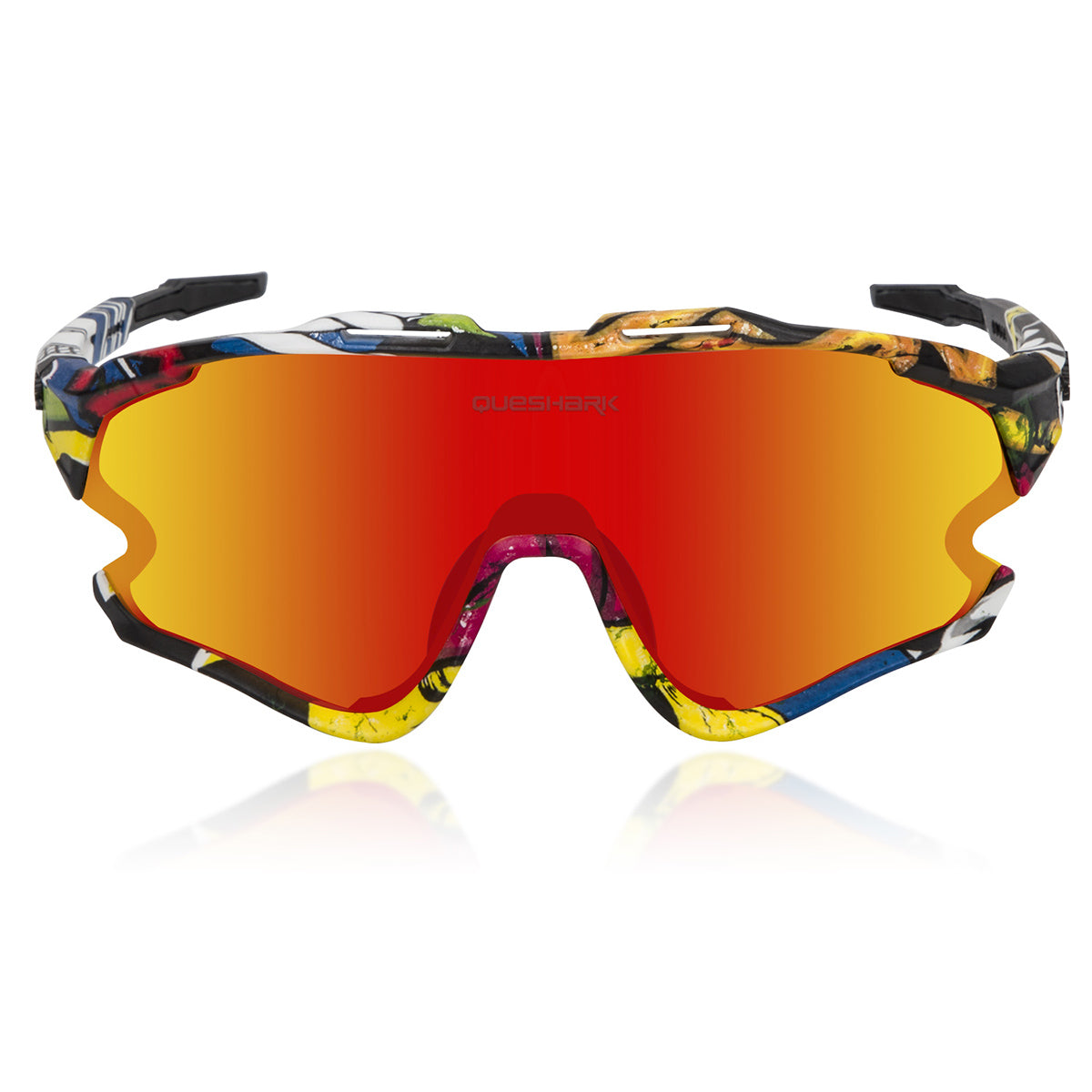 <transcy>Óculos de ciclismo QE51 UV400 vermelhos coloridos óculos de sol para bicicleta 1 polarizada 3 lentes HD</transcy>