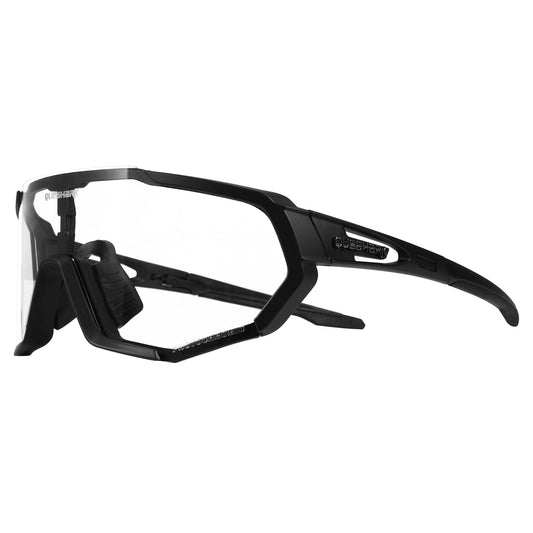 QE48 BS Queshark Photochrome Sonnenbrille für Männer Frauen Sicherheit Fahrradbrille UV-Schutz Outdoor Sport MTB Schwarz