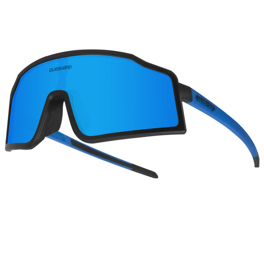 <transcy>QE54 Óculos esportivos pretos azuis óculos polarizados de bicicleta Óculos de ciclismo 3 lentes / conjunto</transcy>
