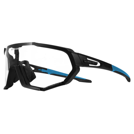 QE48 BS Queshark Photochrome Sonnenbrille für Männer Frauen Sicherheit Fahrradbrille UV-Schutz Outdoor Sport MTB Schwarz Blau