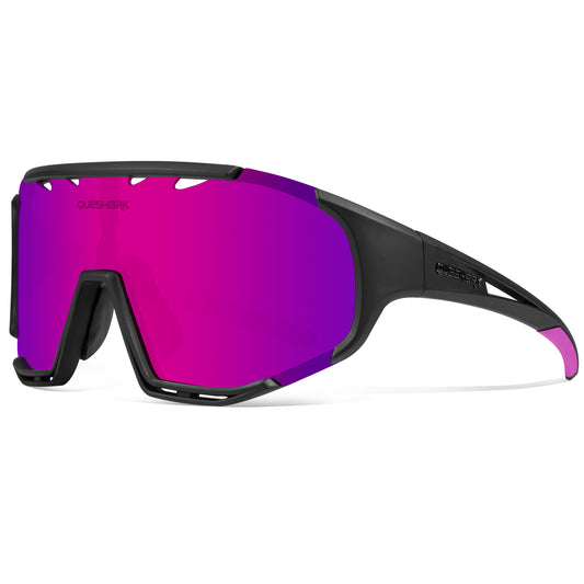 QE55 Black Pink Polarized Sunglasses Cycling Eyewear Men Women Oversized Driving Glasses with 5 Lens
