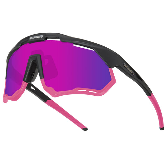 <transcy>QE52 ​​lunettes de cyclisme polarisées noires roses hommes femmes lunettes de soleil de sport avec cadre/lentille remplaçables</transcy>