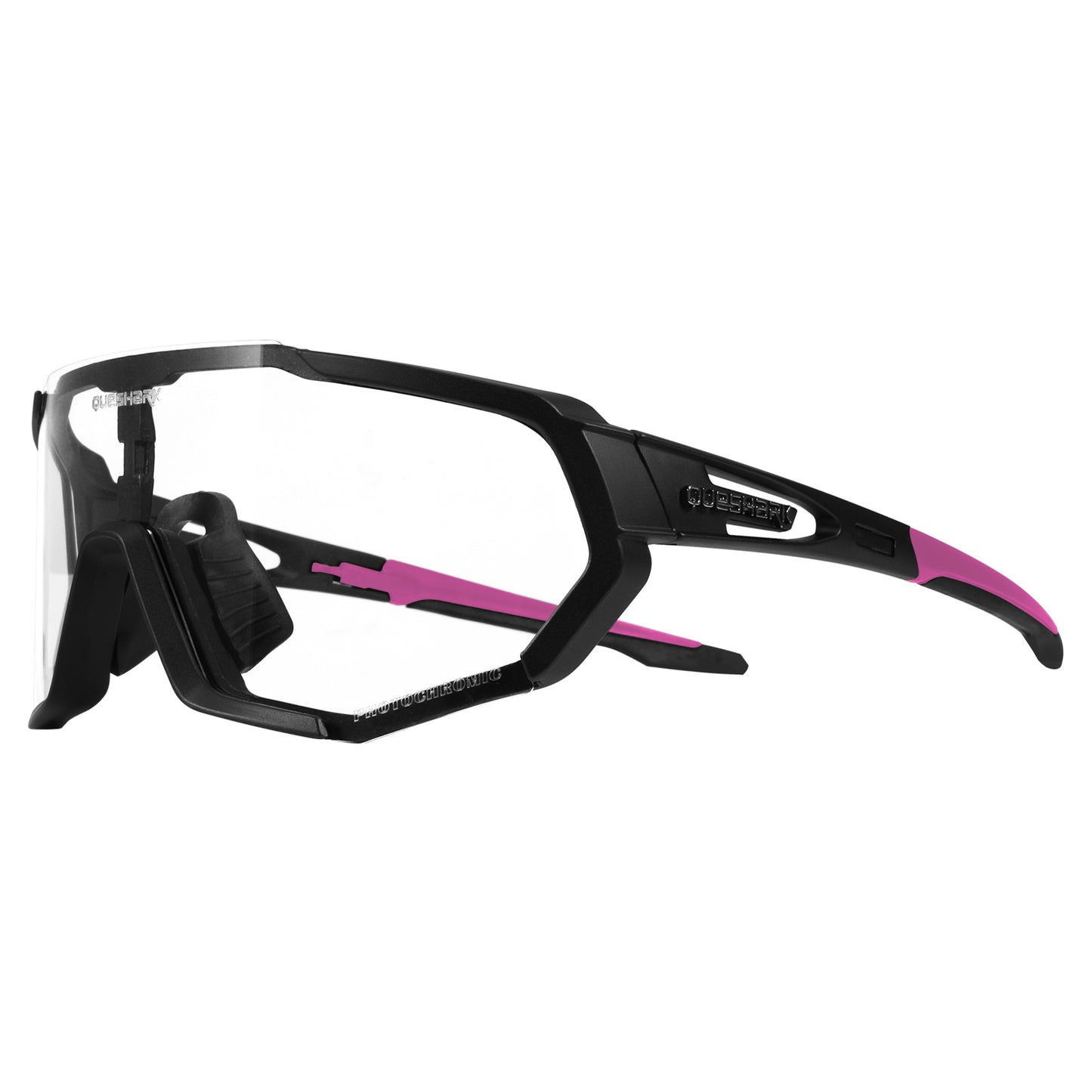QE48 BS Queshark Occhiali da sole fotocromatici per uomo Donna Sicurezza Occhiali da ciclismo Protezione UV Sport all'aria aperta MTB Nero Rosa