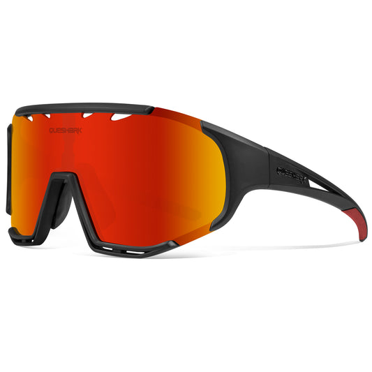 <transcy>QE55 Gafas de sol polarizadas negras rojas Gafas de ciclismo Hombres Mujeres Gafas de conducción de gran tamaño con 5 lentes</transcy>