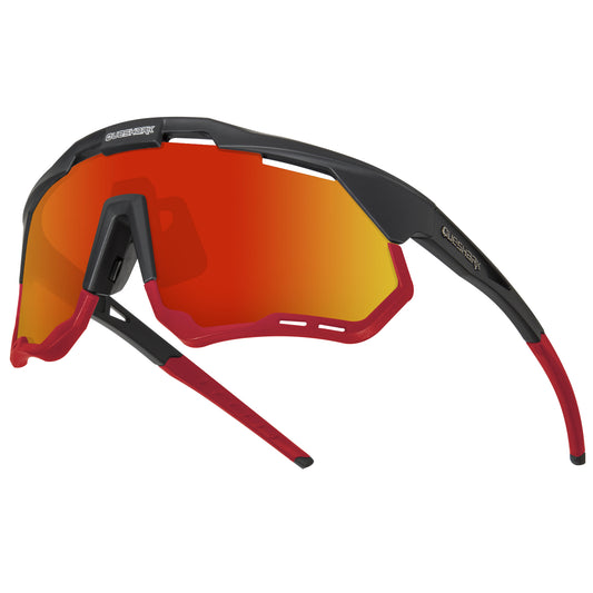 <transcy>QE52 ​​lunettes de cyclisme polarisées noires rouges hommes femmes lunettes de soleil de sport avec cadre/lentille remplaçables</transcy>