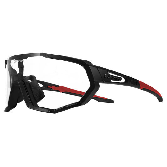 QE48 BS Queshark Photochrome Sonnenbrille für Männer Frauen Sicherheit Fahrradbrille UV-Schutz Outdoor Sport MTB Schwarz Rot