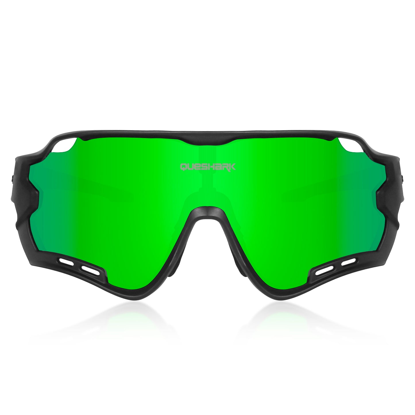 QE44 Black Green Polarized Cycling Sunglasses UV400 Bike Glasses Sport Eyewear for Men Women 4 Lens