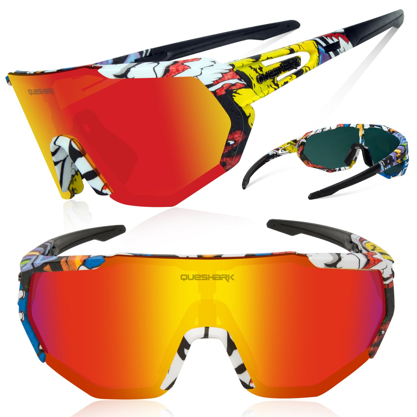 QE42 Colorful UV400 Polarized Cycling Eyewear Bike Glasses Bicycle Sunglasses 5 Lens/Set