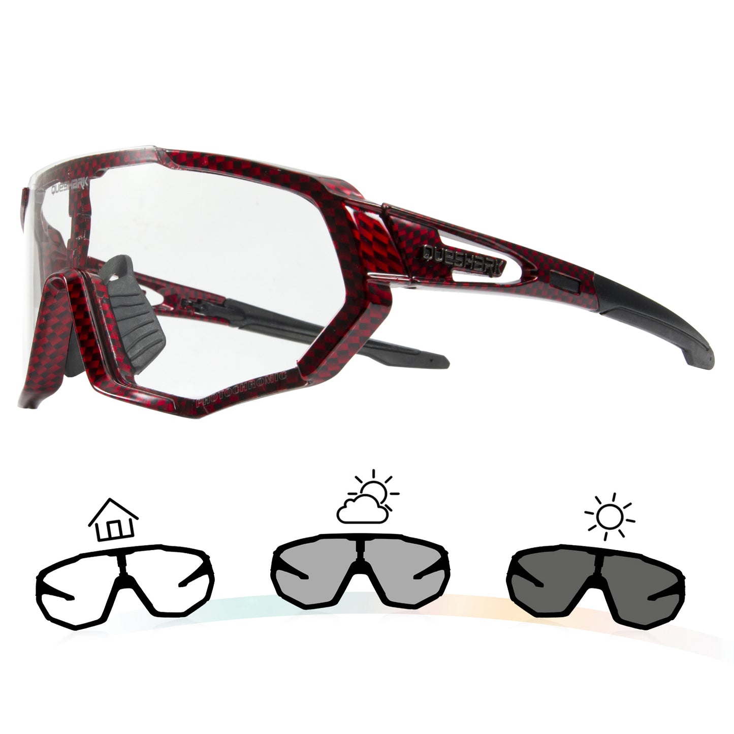 Óculos de sol fotocromáticos QE48 BS Queshark para homens mulheres óculos de segurança para ciclismo proteção UV esporte ao ar livre MTB -TXWR
