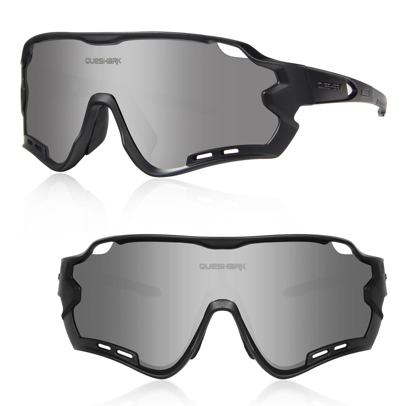 QE44 Black Polarized Cycling Sunglasses UV400 Bike Glasses Sport Eyewear for Men Women 4 Lens