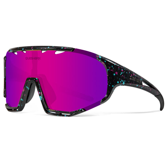 <transcy>QE55 Starry Sky Pink Lunettes de soleil polarisées Lunettes de cyclisme Hommes Femmes Lunettes de conduite surdimensionnées avec 5 lentilles</transcy>