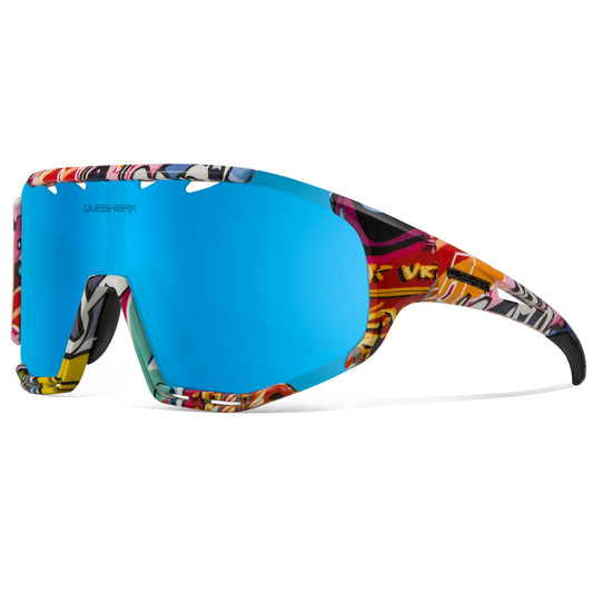 <transcy>QE55 Camouflage bleu lunettes de soleil polarisées lunettes de cyclisme hommes femmes lunettes de conduite surdimensionnées avec 5 lentilles</transcy>