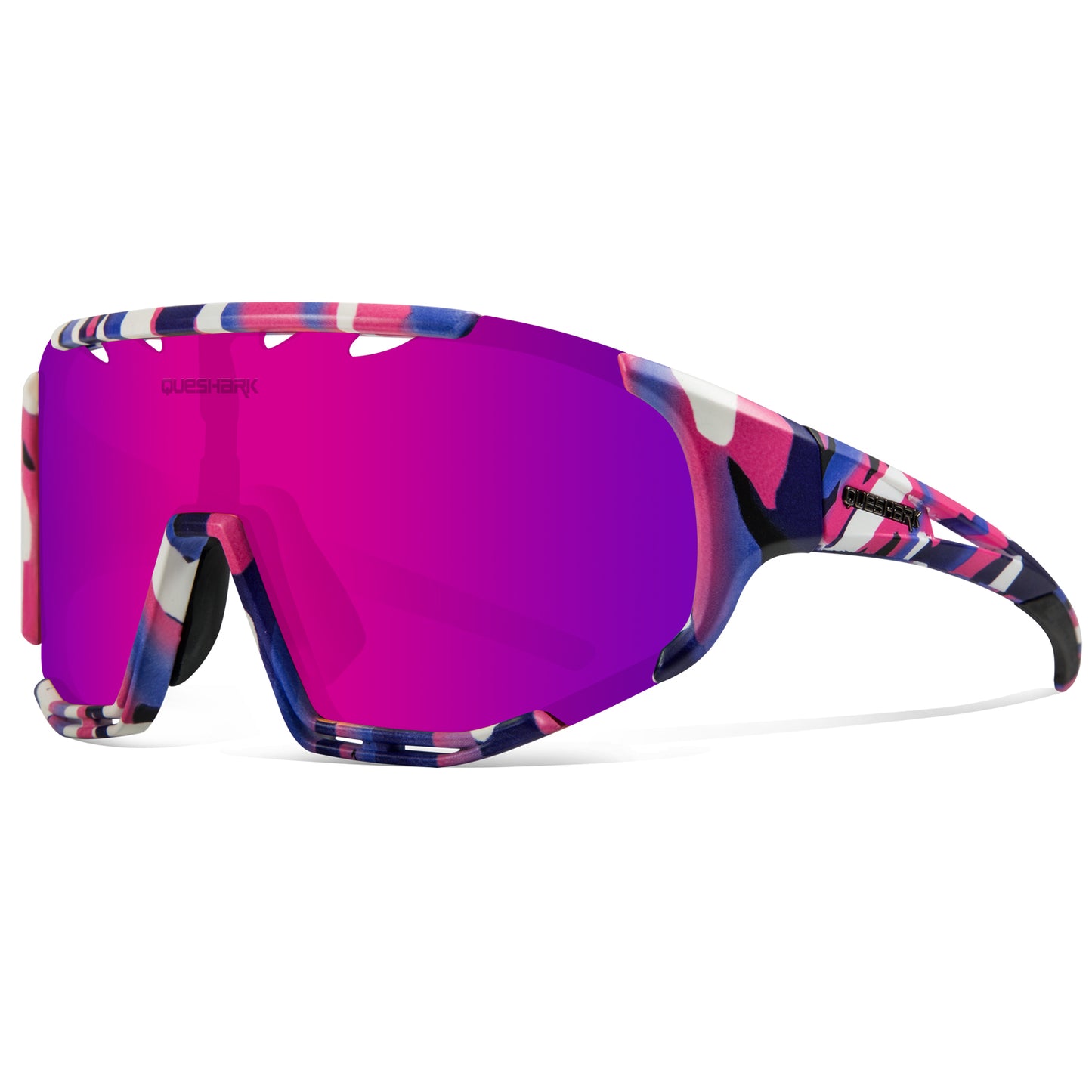 <transcy>Óculos de sol polarizados rosa camuflagem QE55 Óculos de ciclismo masculino e feminino Óculos de direção grandes com 5 lentes</transcy>