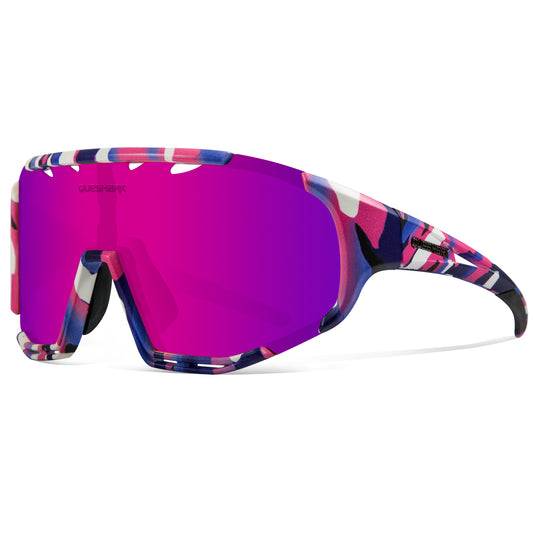 <transcy>QE55 Camuflaje Rosa Gafas de sol polarizadas Ciclismo Gafas Hombres Mujeres Gafas de conducción de gran tamaño con 5 lentes</transcy>