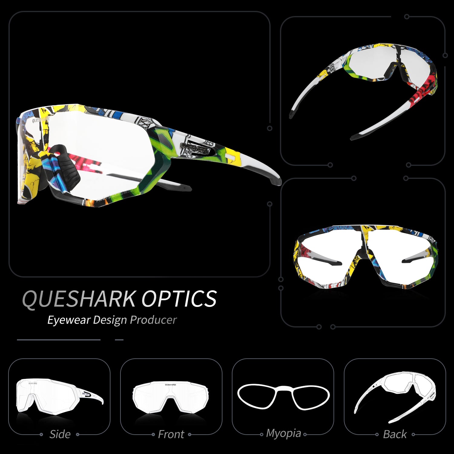 Queshark Photochromic Sunglasses for Men Women Safety Cycling