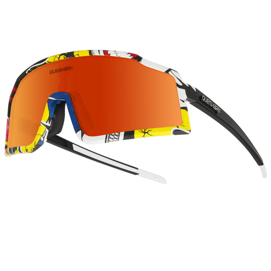 <transcy>QE54 Óculos esportivos vermelhos coloridos Óculos de sol polarizados para bicicleta Óculos de ciclismo 3 lentes / conjunto</transcy>
